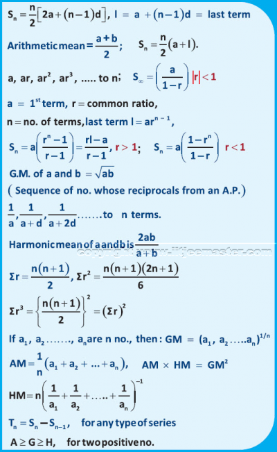 sequences and series formula sheet