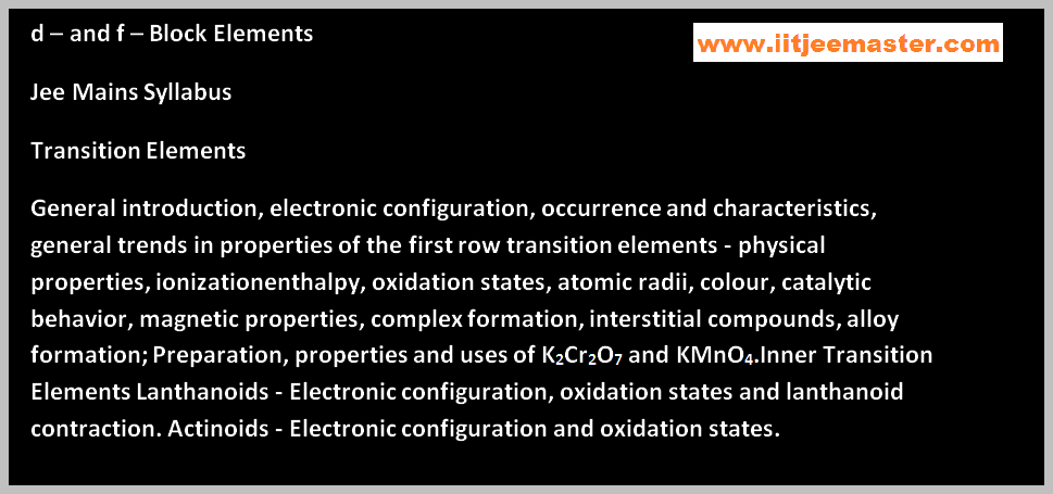 iit jee chemistry chapter transition elements iit jee chemistry lectures on transition elements